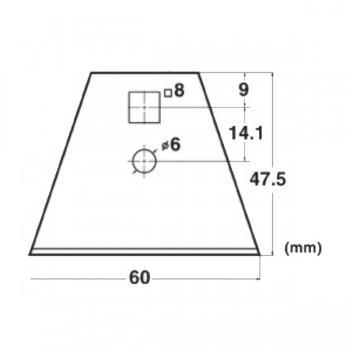 Forma e dimensioni della lama trapezoidale che taglia (1 pz in dotazione)